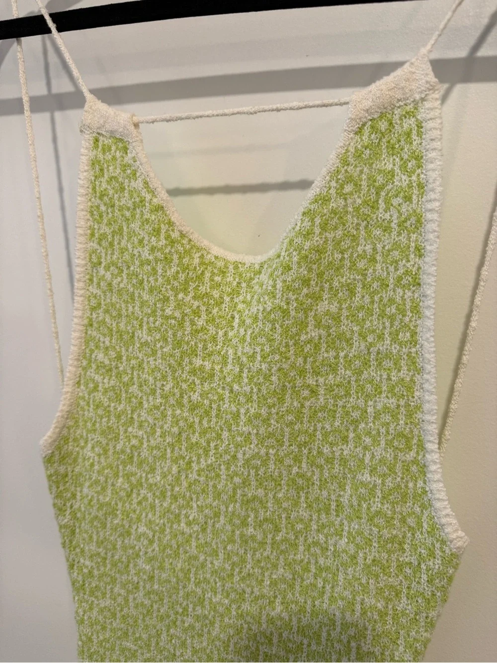 Free People Beach Lime Green Knit Low Tie Back Dress With Front Slit Size Small - Picture 3 of 12